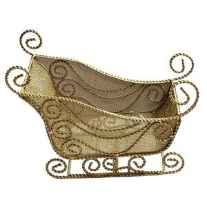 Sleigh Gold Metal Wire Centerpiece Holiday Decor Floral Display Craft Christmas